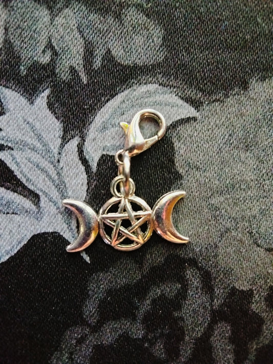 Triple Moon Pentagram Bag Charm