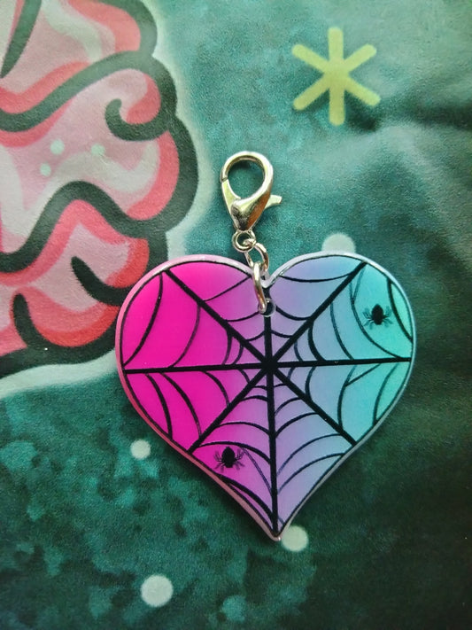 Webbed Heart Bag Charm