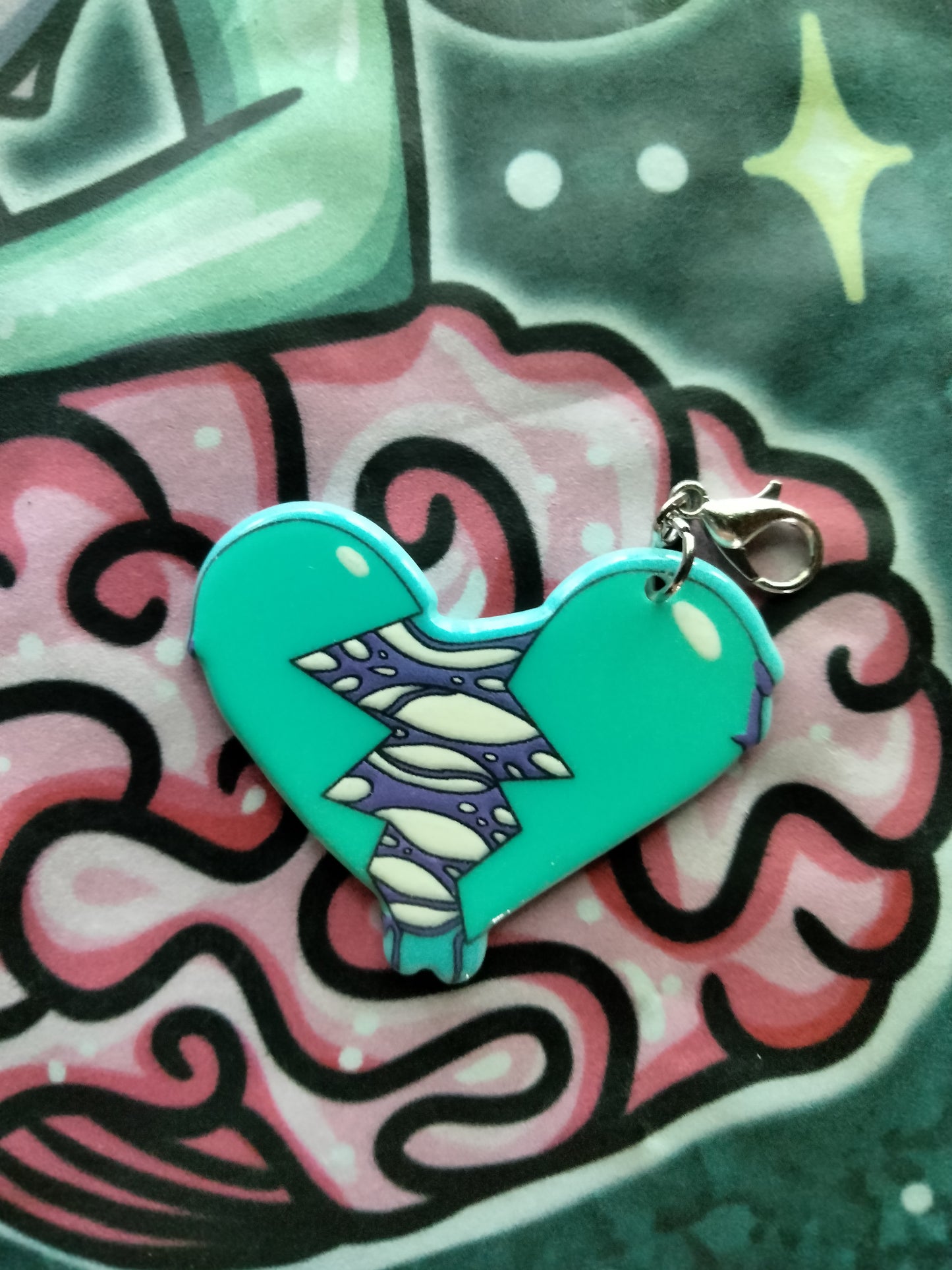 Pulled Heart Bag Charm