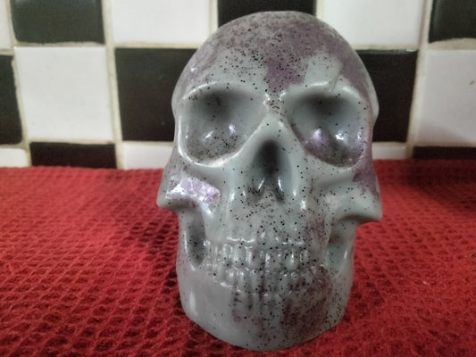 Grey with Purple Splash and Black Speckles Skull