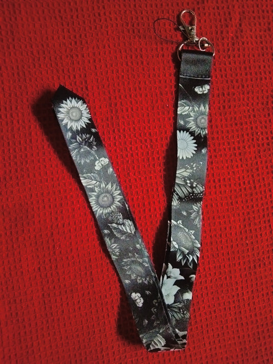 Grey Sunflower Lanyard