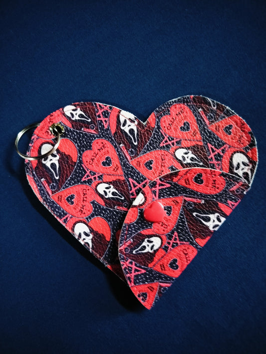 Red Scream Heart Keyring Pouch