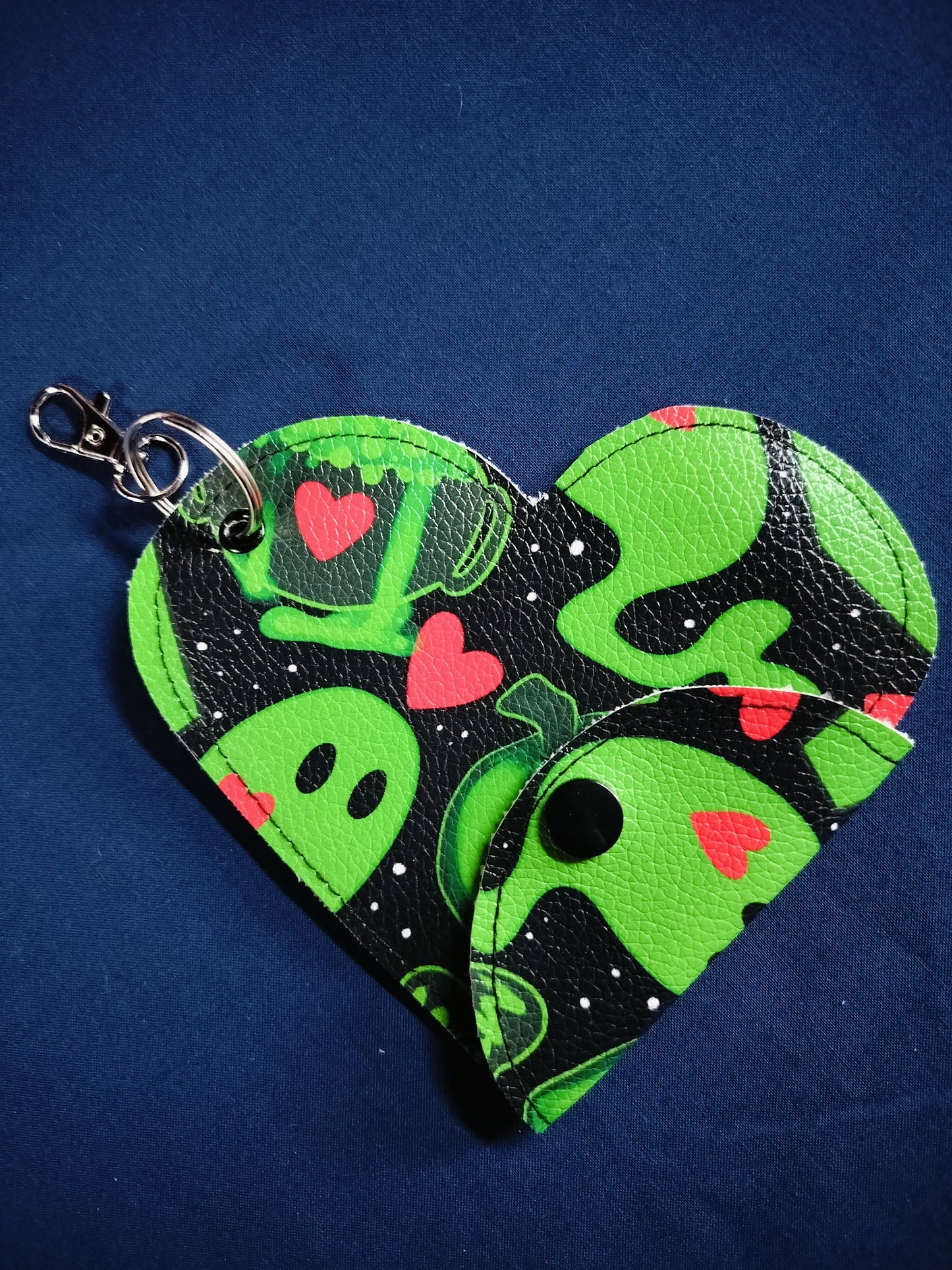 Green Ghosts Heart Keyring Pouch