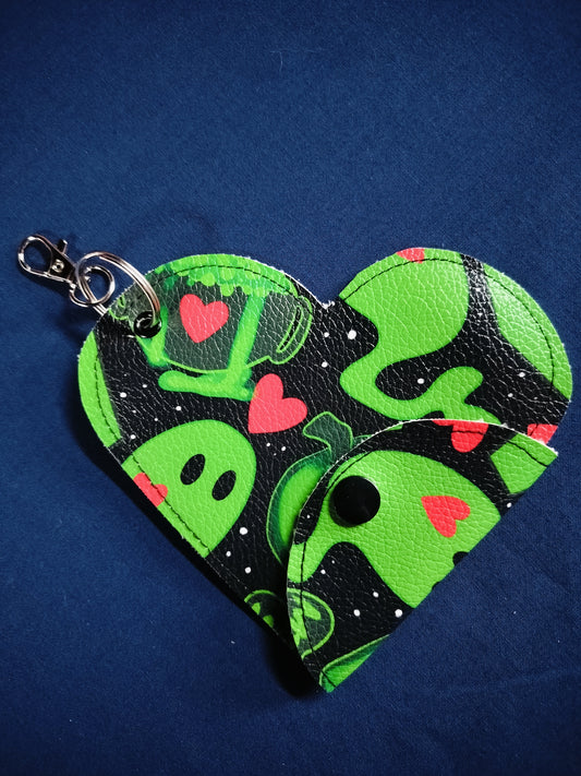 Green Ghosts Heart Keyring Pouch